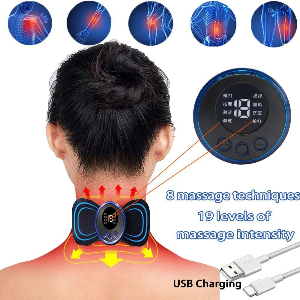 Mini Portable EMS Electric Neck Stimulation Massager For Cervical Muscle Pain Relief