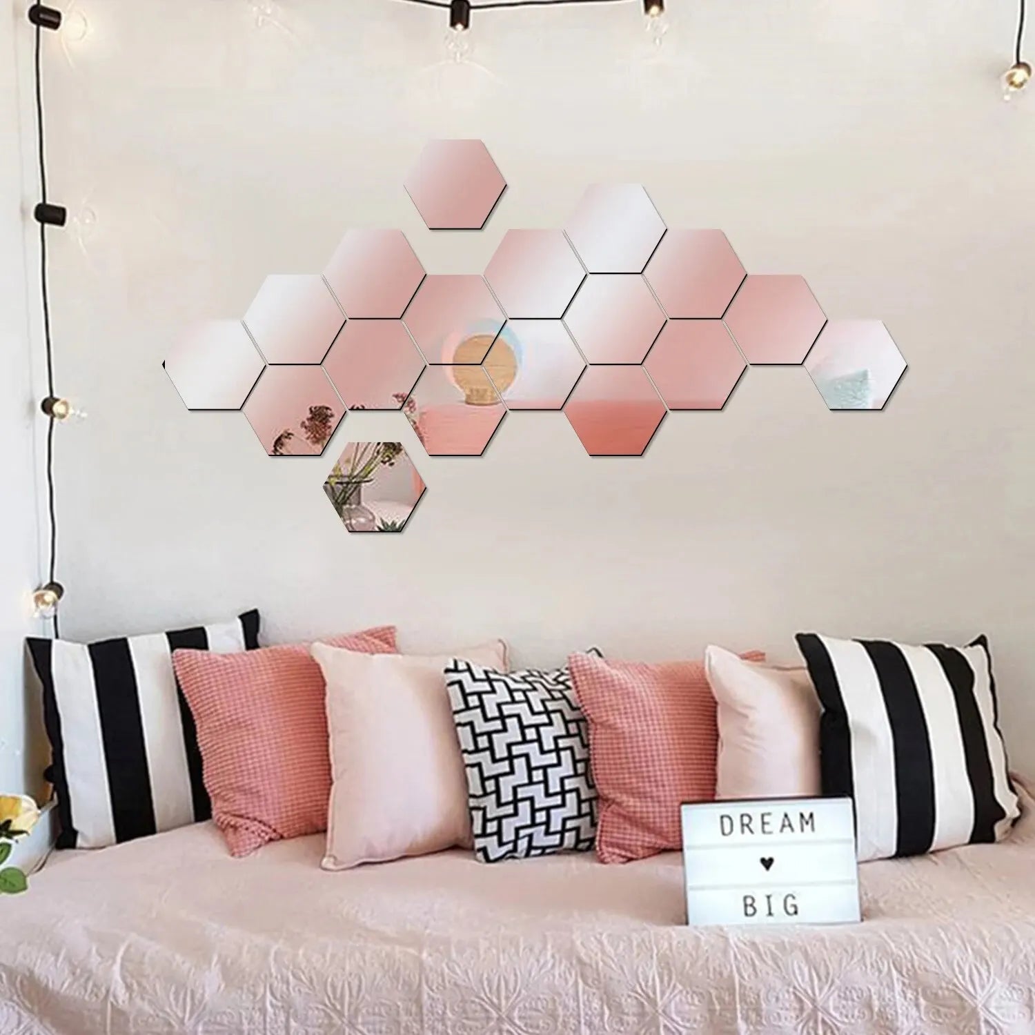 Espelho Geométrico Sólido Hexagonal Espelho Adesivos de Parede DIY Com Adesivo Embutido e Decoração de Casa Removível