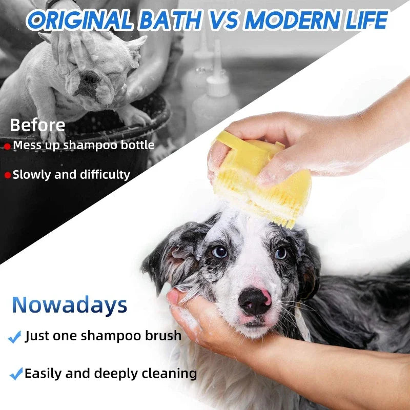 Escova de xampu para cães de estimação 2,7 oz 80ml Pente de massagem para gatos Escova de limpeza para banho de pelos curtos Borracha de silicone macia